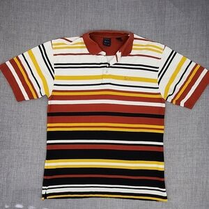 Vintage Karl Kani Gold Striped Polo Style Shirt.  XL